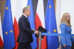 Premier Donald Tusk oraz nowa minister zdrowia - Jolanta Sobierańska-Grenda podczas konferencji prasowej w KPRM w Warszawie, foto: PAP/Leszek Szymański