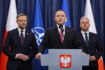 Prezydent RP Karol Nawrocki wygłasza oświadczenie w Pałacu Prezydenckim w Warszawie